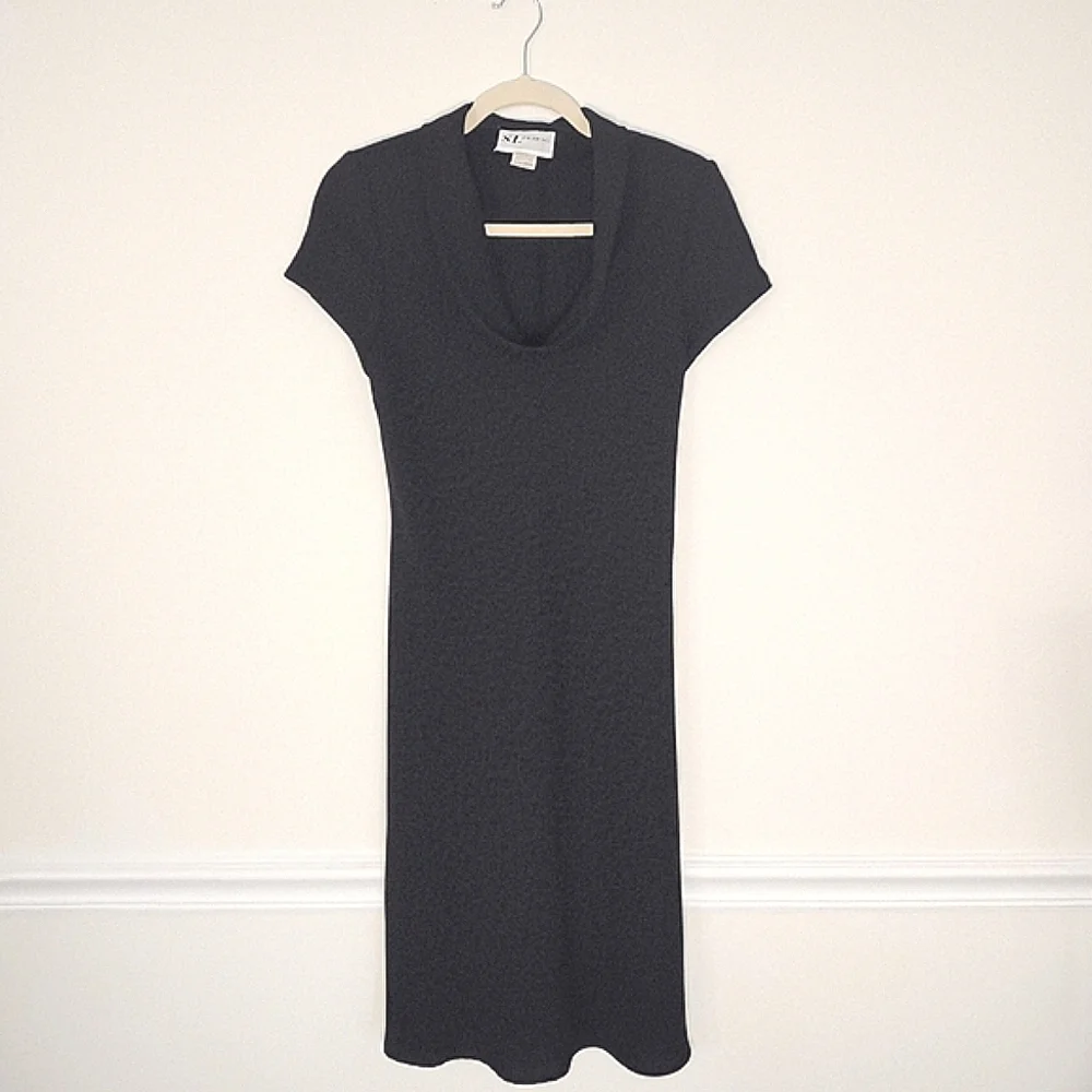 Vintage S.L. Fashions Black Cap Sleeve Dress Size 8 - Picture 3 of 9